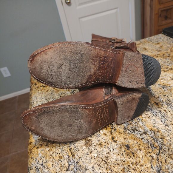 Bed Stu Bench Made Brown Leather Zip Buckle Knee High Boots Womens Size 8.5 - Picture 8 of 14